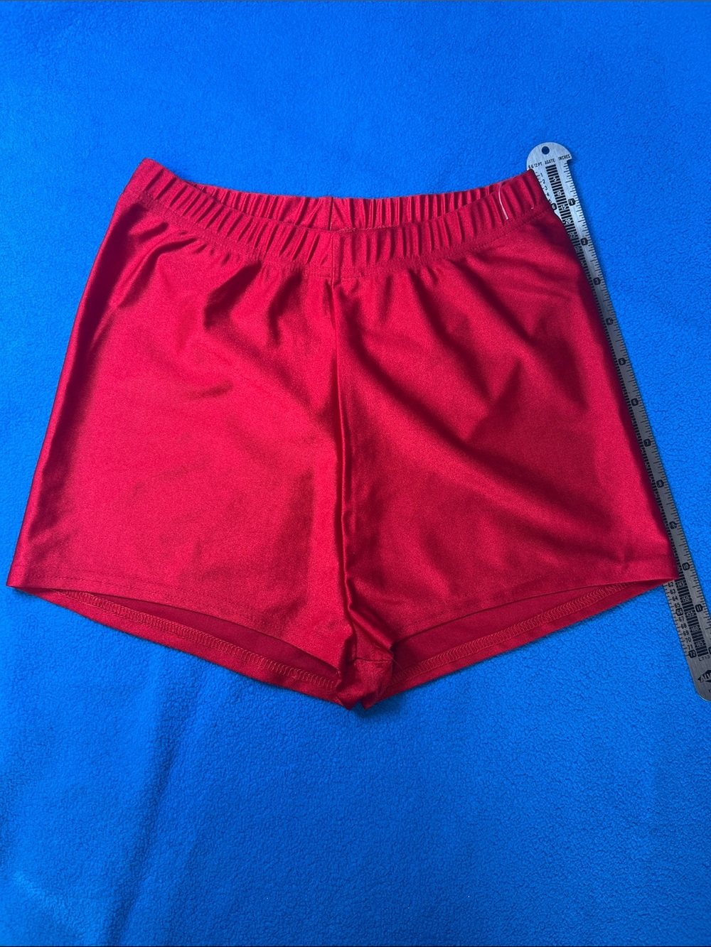 Vivid Red Shiny Spandex Cheeky Disco Hot Shorts S NWOT - Picture 6 of 9